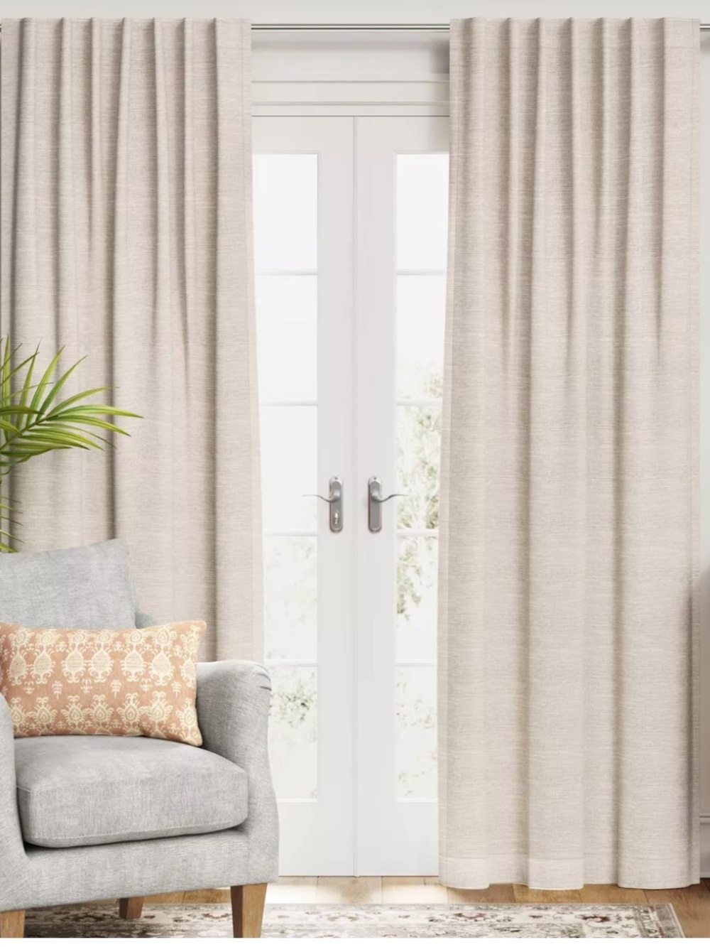 Threshold Neutral Beige Textured Blackout Curtain Panels 1 pz